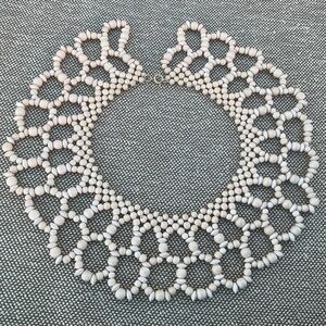 Vintage 1970s Wooden Bead Ginsberg-Like Collar Necklace